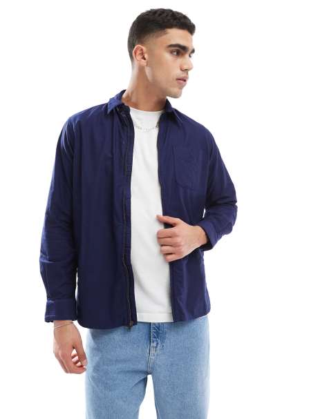 Polo Ralph Lauren – Stückgefärbte Oxford-Hemdjacke in Navy mit Polospieler-Logo und Reißverschluss vorne - view 1