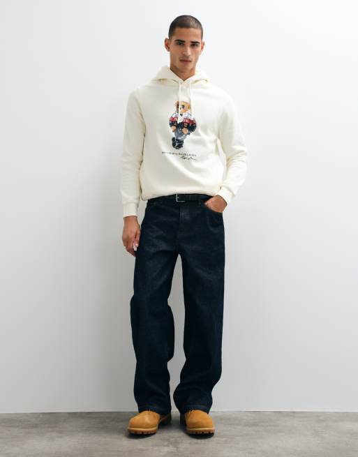 Polo Ralph Lauren sudadera con capucha con estampado de oso en gris claro, 4 de 5