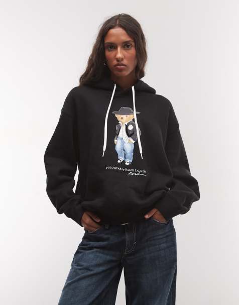 Polo Ralph Lauren sudadera con capucha con estampado de oso en negro - view 1