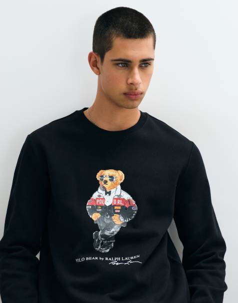 Polo Ralph Lauren sudadera con estampado de oso de temporada en negro - view 1