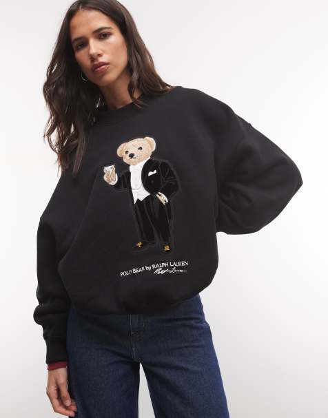 Polo Ralph Lauren sudadera con estampado de oso en negro - view 1