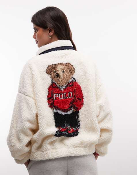 Polo Ralph Lauren - sudadera de borreguito con oso en crudo - view 1