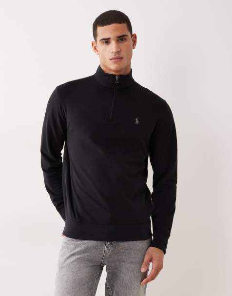 Polo Ralph Lauren sudadera de punto doble con logo Icon y media cremallera en negro - view 1