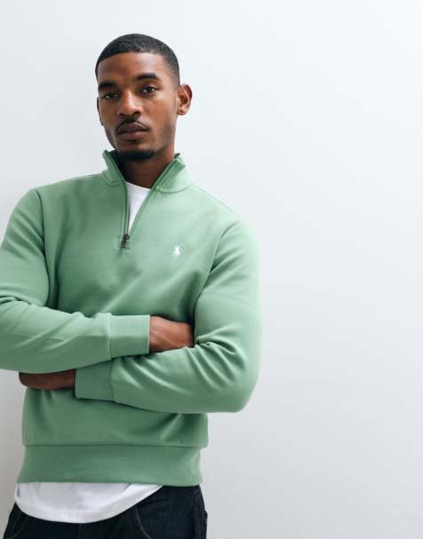 Polo Ralph Lauren - sudadera de punto doble con media cremallera y logo icon en verde claro - view 1