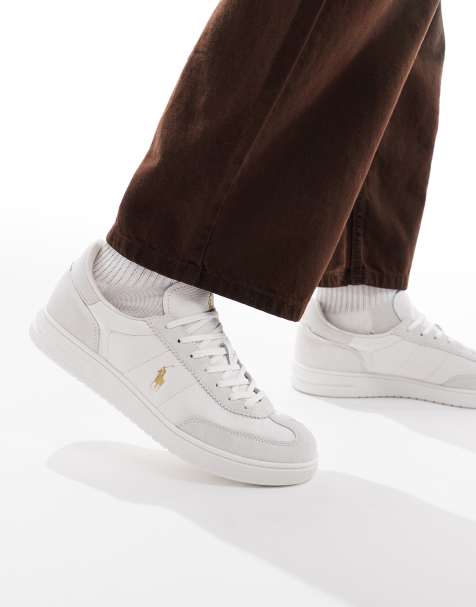 Polo Ralph Lauren suede and leather trainers in white - view 1