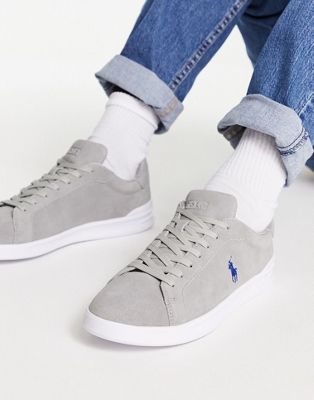 Polo Ralph Lauren suede heritage court trainer with pony logo in grey - ASOS Price Checker