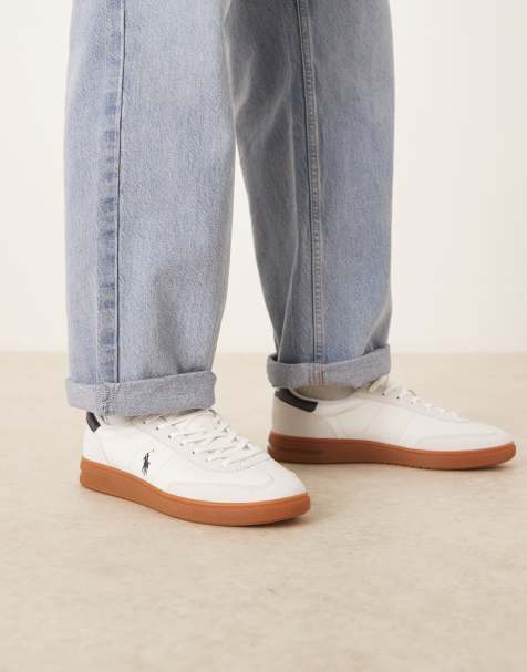 Polo Ralph Lauren suede leather and gum sole sneakers in white - view 1