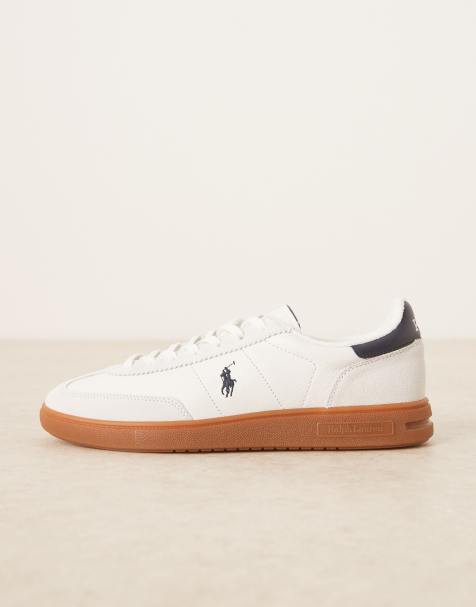 Polo Ralph Lauren suede leather and gum sole trainer in white - view 2