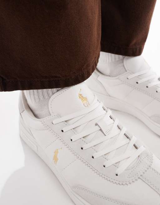 Polo Ralph Lauren - Suède/leren sneakers in wit, 3 van 5