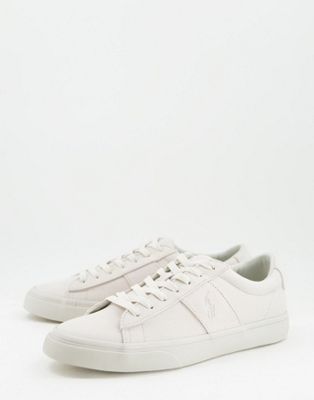 Polo Ralph Lauren suede mix sayer trainer in grey with pony logo
