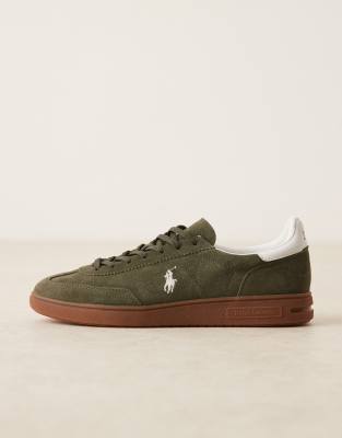  suede polo logo trainers in khaki