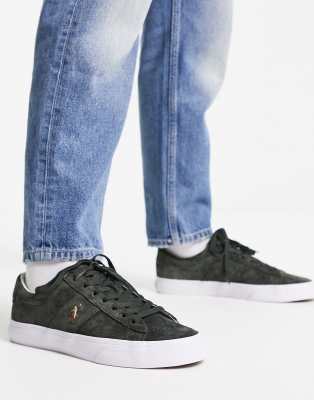 Polo Ralph Lauren suede sayer trainer in green with pony logo