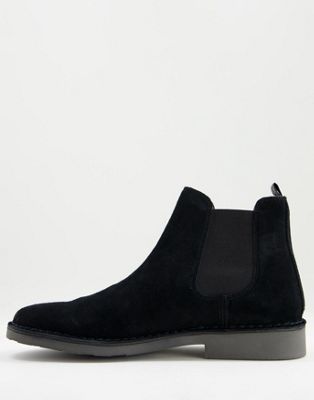 Polo Ralph Lauren suede talan chelsea boot with pony logo tab in black