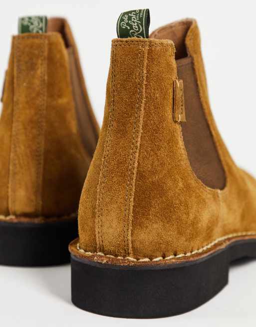 Polo Ralph Lauren suede Talan chelsea boots with pony logo tab in tan | ASOS