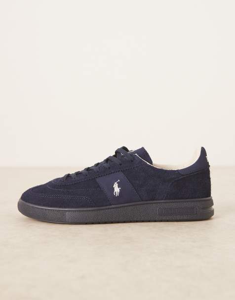Polo Ralph Lauren suede trainer in navy - view 2