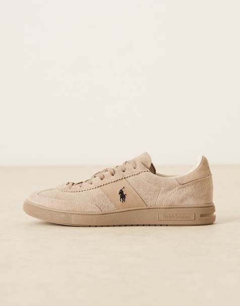 Polo Ralph Lauren suede trainer in stone - view 2