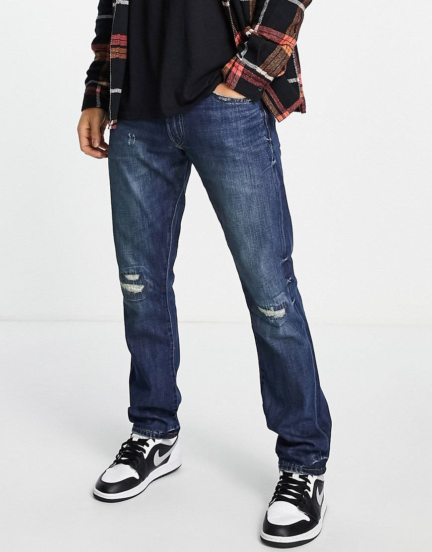 Polo Ralph Lauren – Sullivan – Jeans in verwaschenem Mittelblau mit schmalem Schnitt und Used-Design