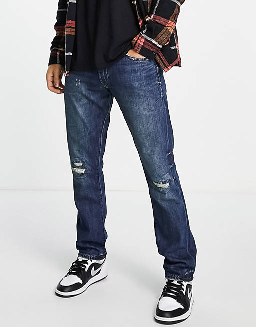 Polo Ralph Lauren Sullivan slim fit distressed jeans in mid wash blue ...