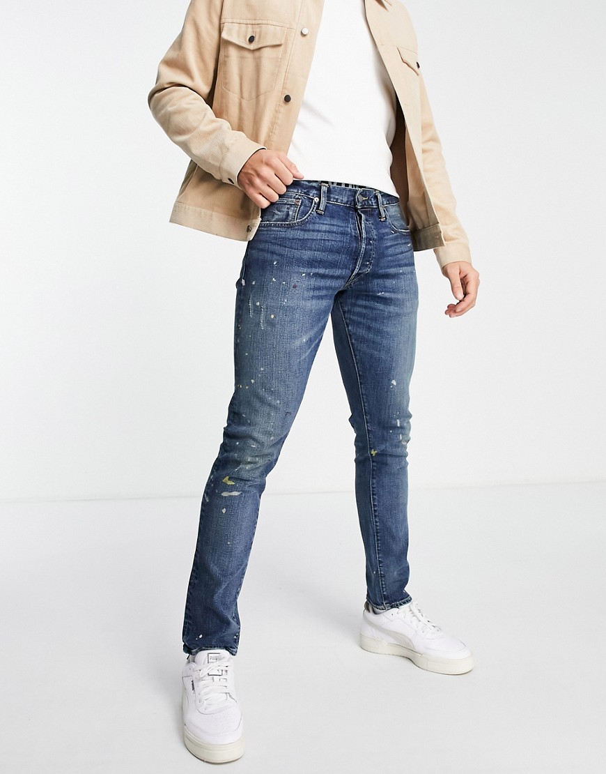 Polo Ralph Lauren sullivan slim fit distressed jeans in mid wash-Blue