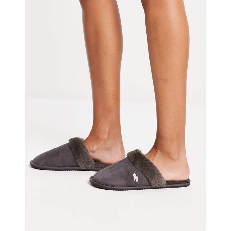 Polo Ralph Lauren summit scruff II mule slipper in grey | ASOS