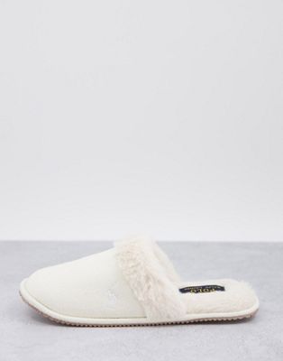Polo Ralph Lauren Summit Scuff Mule Slippers In Cream-white