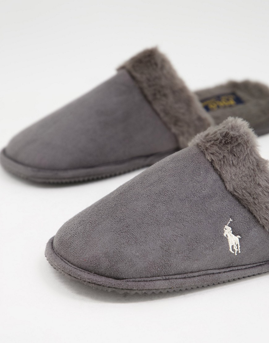 Polo Ralph Lauren Summit Scuff Mule Slippers In Gray