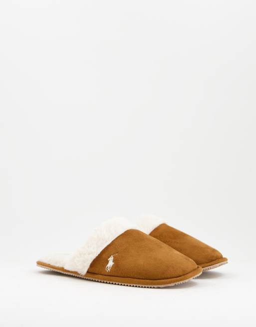 Polo Ralph Lauren summit scuff mule slippers in tan