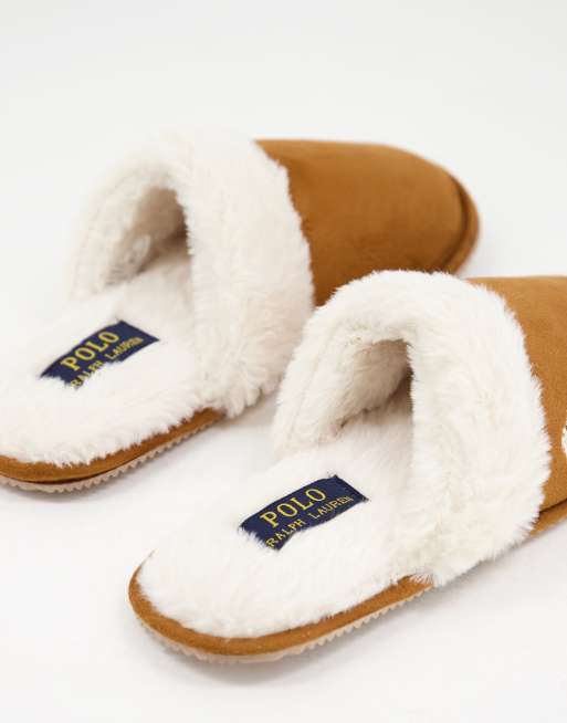 Polo Ralph Lauren summit scuff mule slippers in tan