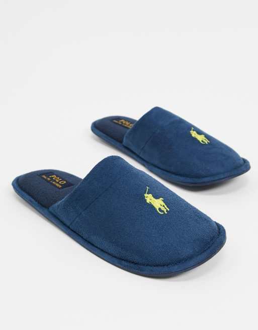 Polo Ralph Lauren summit scuff slip on slipper in navy | ASOS