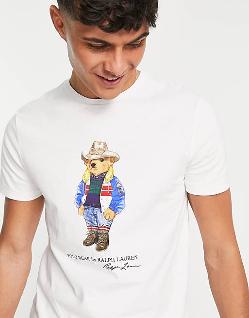 Asos Uomo Abbigliamento Top e t-shirt T-shirt Polo T-shirt custom fit bianca con stampa di orsetto Sun Valley 