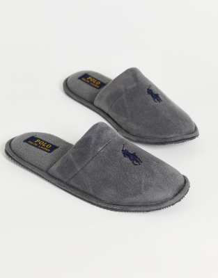 Ralph lauren slippers grey best sale