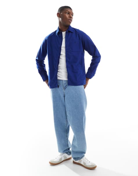 Polo Ralph Lauren - Surchemise Oxford zippée à l'avant avec poche et logo joueur de polo - Bleu foncé teint en pièce - view 1