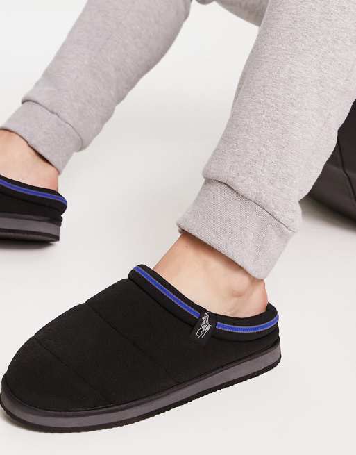 Polo Ralph Lauren sutton scuff padded slipper in black and blue | ASOS