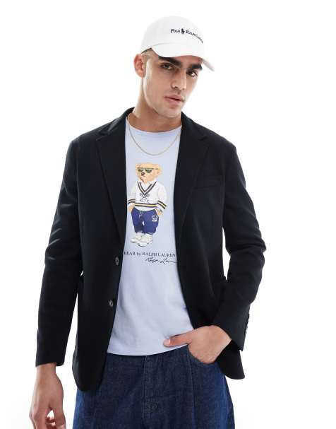 Polo Ralph Lauren – Svart, enkelknäppt kavaj i stickad techstil - view 1