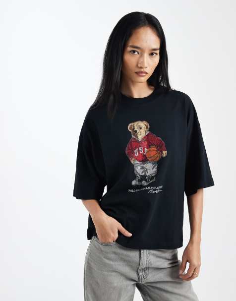 Polo Ralph Lauren – Svart t-shirt med boxig passform och logga framtill - view 1