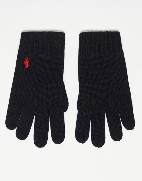 Polo Ralph Lauren – Svarta handskar i merinoull med logga - view 1