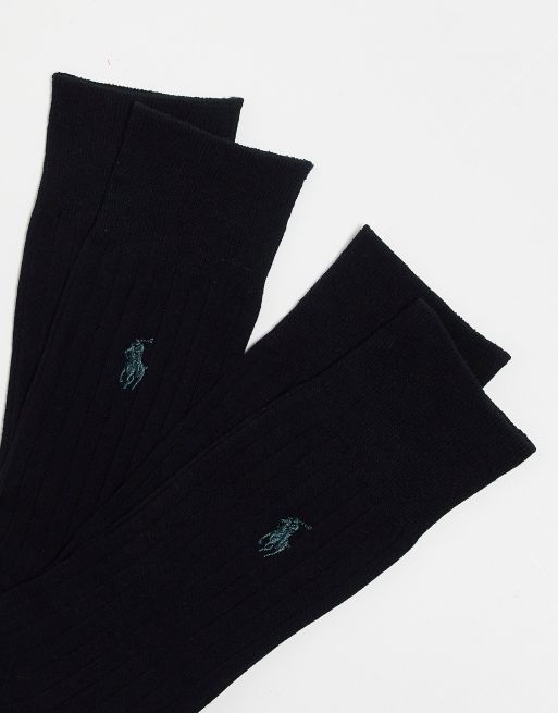Polo Ralph Lauren – Svarta ribbade strumpor i egyptisk bomull, 2-pack, 2 av 4
