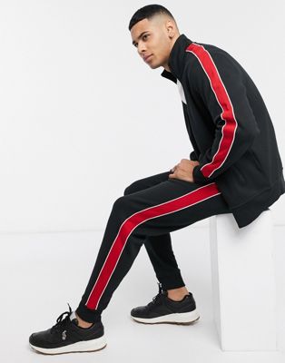 Polo Ralph Lauren – Svarta stickade mjukisbyxor med avsmalnade ben och sidorand