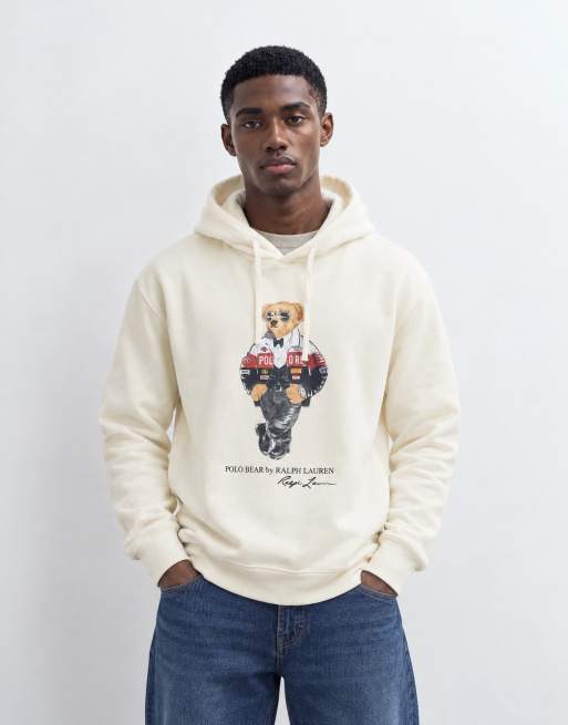 Polo Ralph Lauren sweat à capuche à imprimé ours crème, 6 de 10