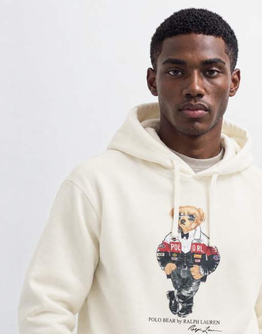 Polo Ralph Lauren sweat à capuche à imprimé ours crème, 7 de 10