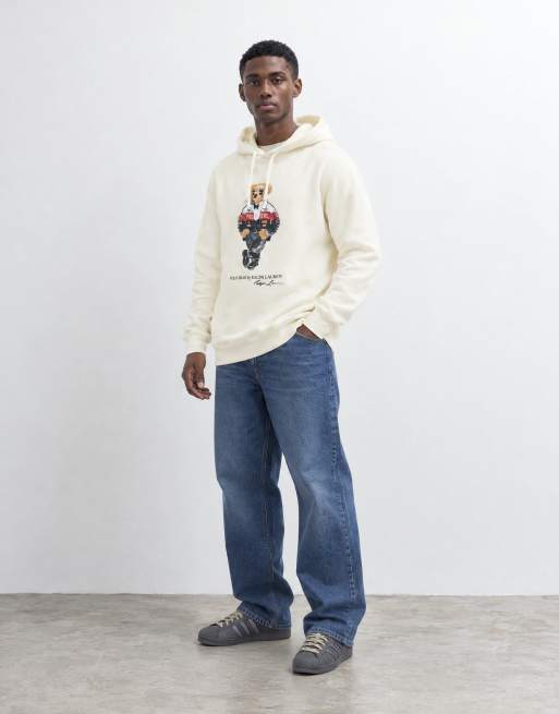 Polo Ralph Lauren sweat à capuche à imprimé ours crème, 8 de 10
