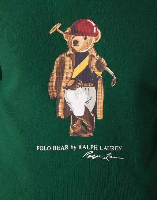 Polo Ralph Lauren - Sweat à capuche à imprimé ours Society - Vert, 4 de 5