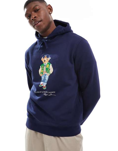 Polo Ralph Lauren - Sweat à capuche à imprimé ours style football américain - Bleu marine - view 1