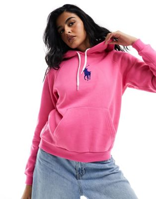 Polo Ralph Lauren hoodie with large chest logo in pink - ASOS Price Checker
