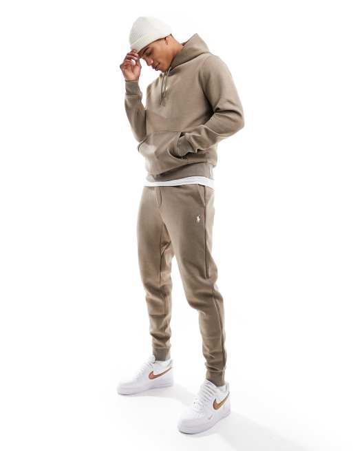 Polo Ralph Lauren - Sweat à capuche d'ensemble en double maille avec logo emblématique au centre - Beige anthracite
