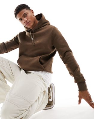 Polo Ralph Lauren central icon logo double knit sweat hoodie in brown marl - ASOS Price Checker