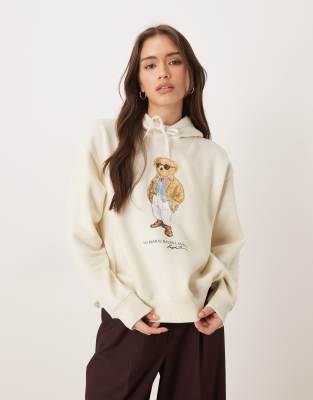 Polo Ralph Lauren - Sweat à capuche en polaire à imprimé ours polaire - Crème-Blanc