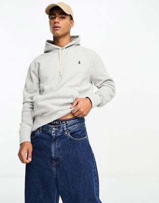 Polo Ralph Lauren icon logo fleece hoodie in grey marl - ASOS Price Checker