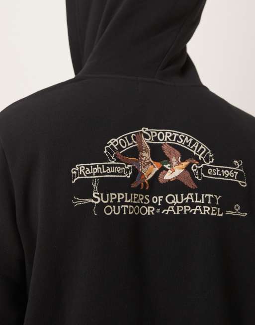 Polo Ralph Lauren - Sweat à capuche style utilitaire à fermeture éclair avec imprimé au dos - Noir, 5 de 5