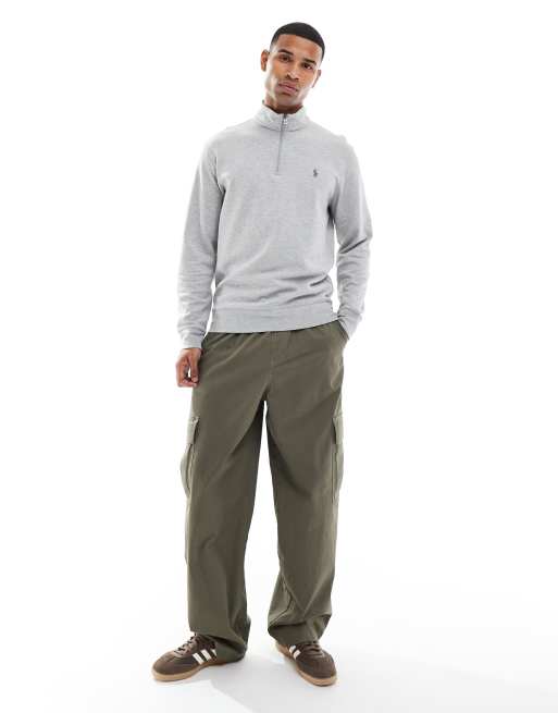 Polo Ralph Lauren - Sweat à col zippé en maille double avec logo - Gris chiné, 2 de 5